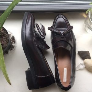 H&M Leather Tassel Loafers in Sherry Wine